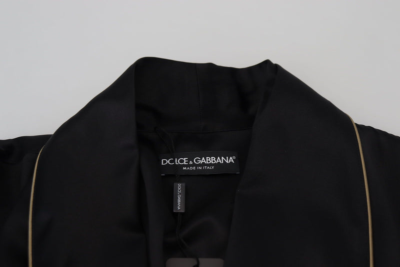 Dolce & Gabbana zwarte 100% zijden badjas, jas of wrapjassen