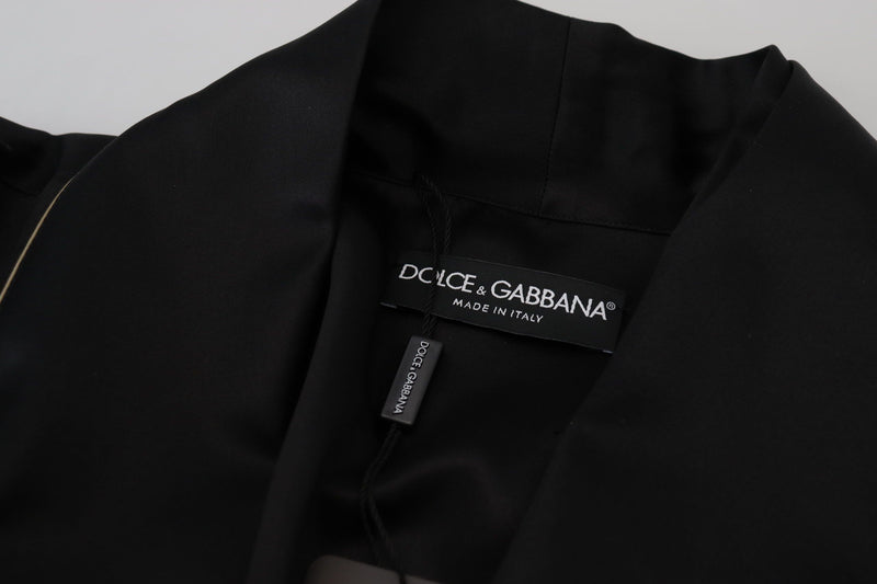 Dolce & Gabbana zwarte 100% zijden badjas, jas of wrapjassen