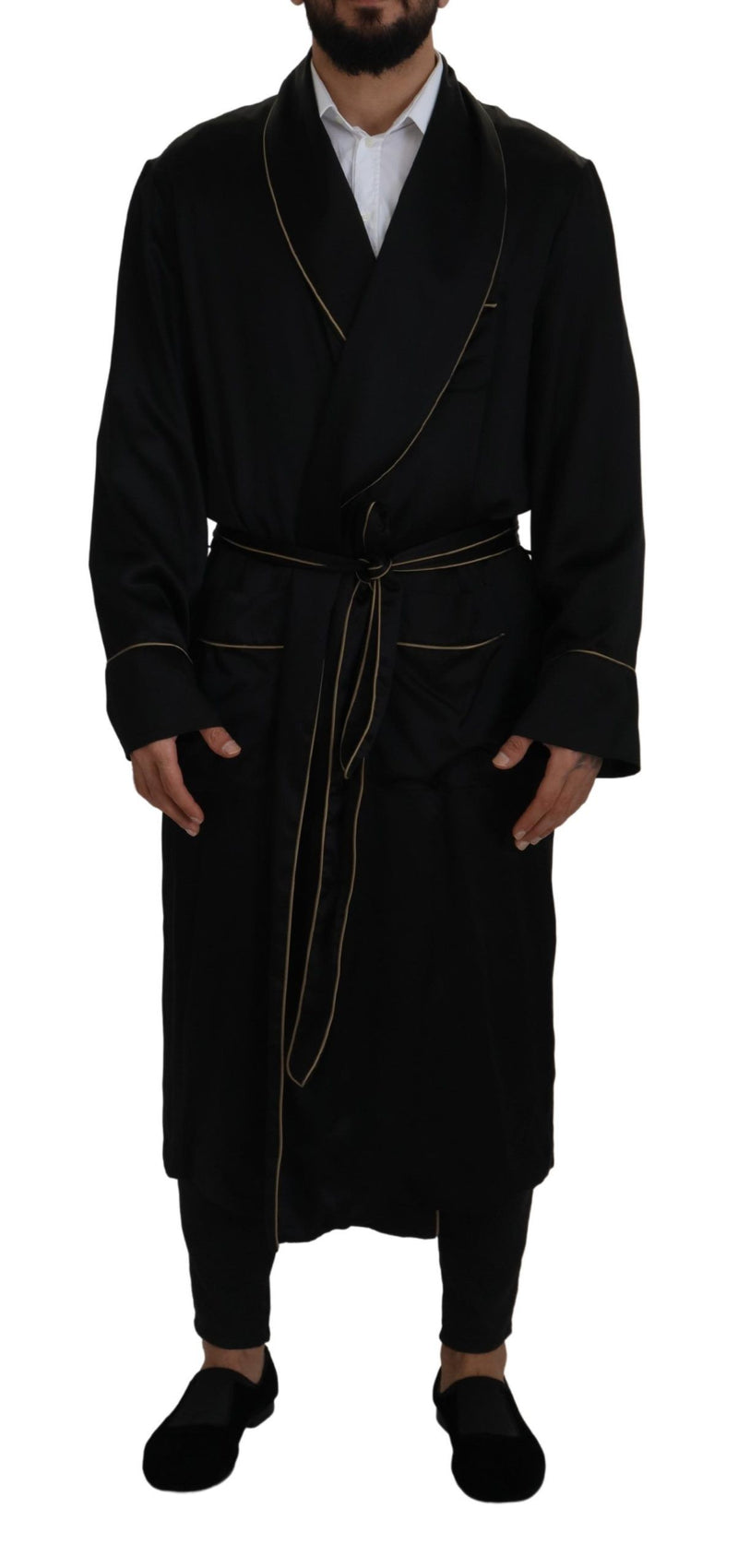 Dolce & Gabbana zwarte 100% zijden badjas, jas of wrapjassen