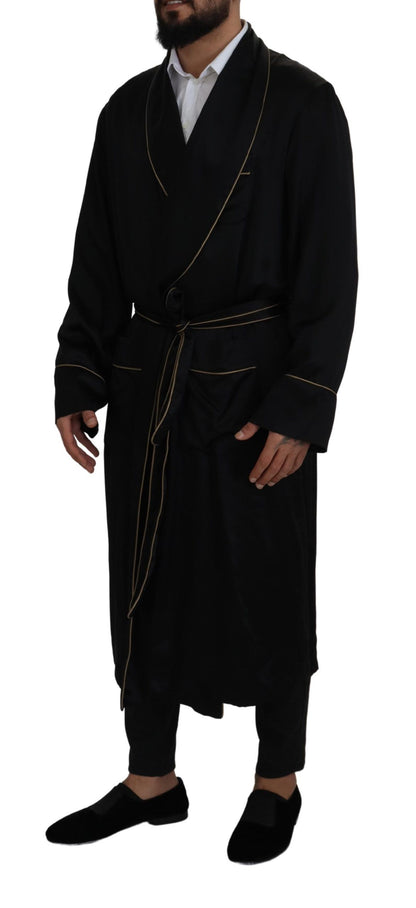 Dolce & Gabbana Robe-manteau noir en soie 100%