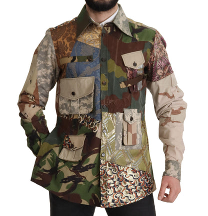 Chemise multicolore à boutons et patchwork de Dolce & Gabbana