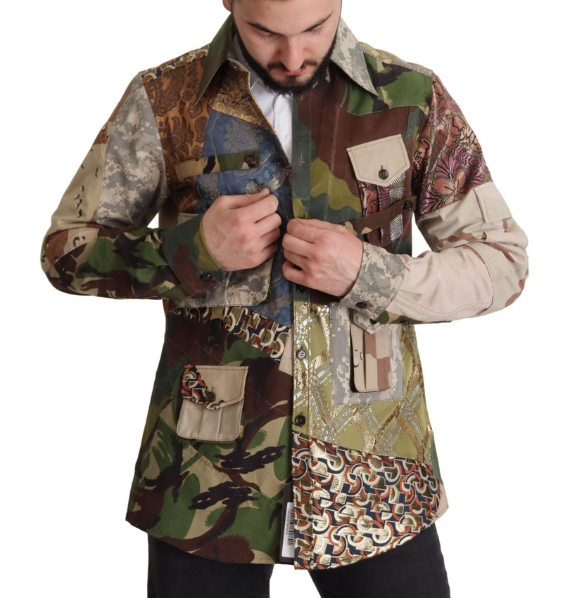 Chemise multicolore à boutons et patchwork de Dolce &amp; Gabbana