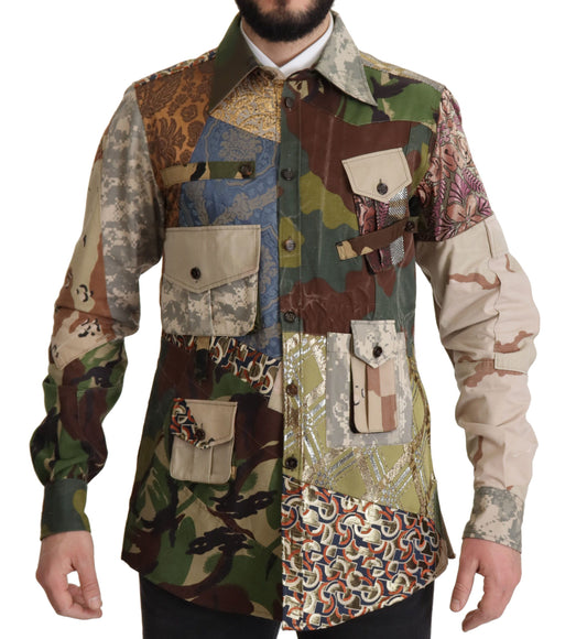 Chemise multicolore à boutons et patchwork de Dolce & Gabbana