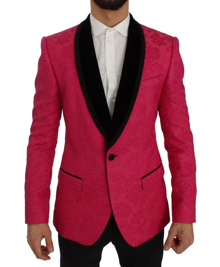 Dolce & Gabbana - Blazer Croisé en Brocart Floral Rose