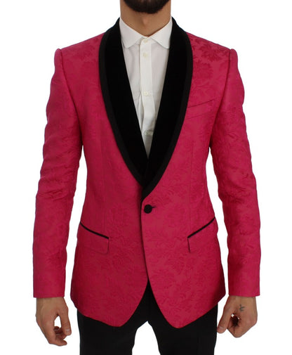 Dolce & Gabbana - Blazer Croisé en Brocart Floral Rose