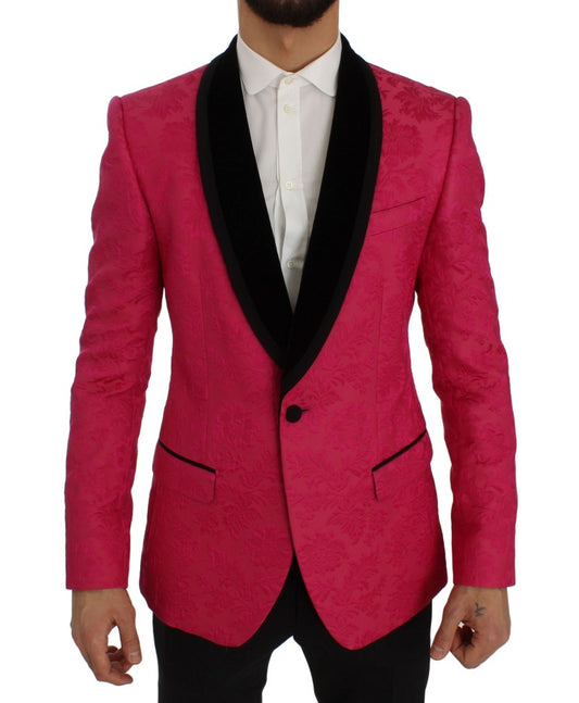Dolce & Gabbana - Blazer Croisé en Brocart Floral Rose