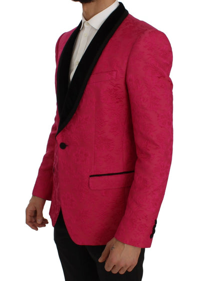Dolce & Gabbana - Blazer Croisé en Brocart Floral Rose