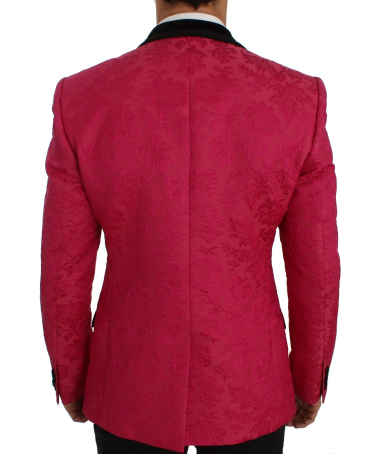 Dolce & Gabbana - Blazer Croisé en Brocart Floral Rose