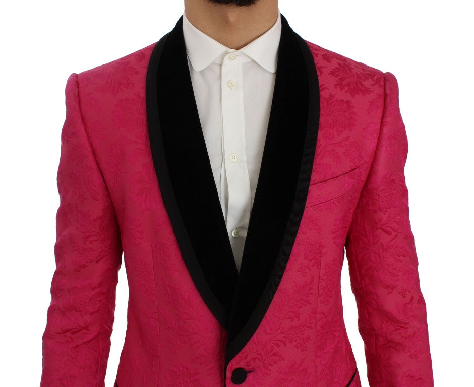 Dolce & Gabbana - Blazer Croisé en Brocart Floral Rose