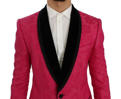 Dolce & Gabbana - Blazer Croisé en Brocart Floral Rose