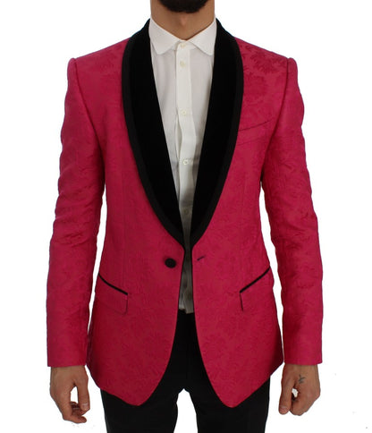 Dolce & Gabbana - Blazer Croisé en Brocart Floral Rose
