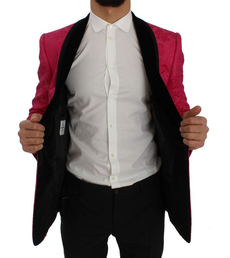 Dolce & Gabbana - Blazer Croisé en Brocart Floral Rose