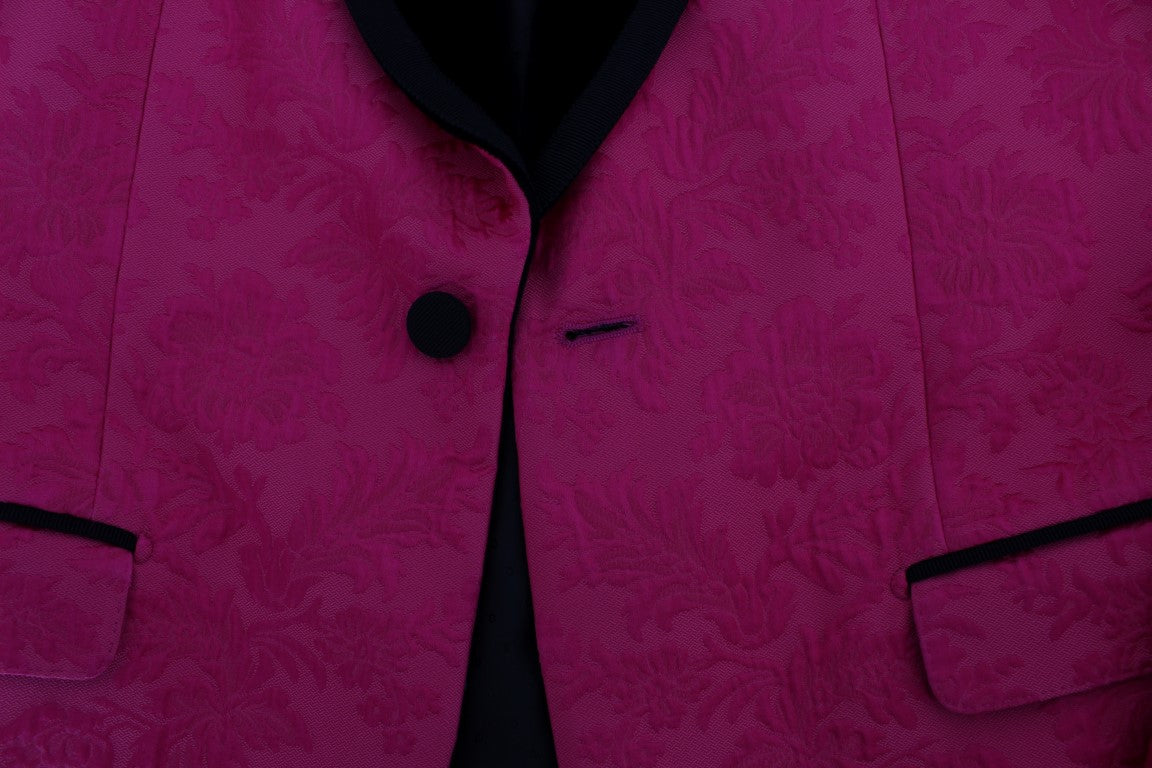 Dolce & Gabbana - Blazer Croisé en Brocart Floral Rose