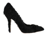 Escarpins en cuir et fourrure de mouton Xiangao noir de Dolce &amp; Gabbana