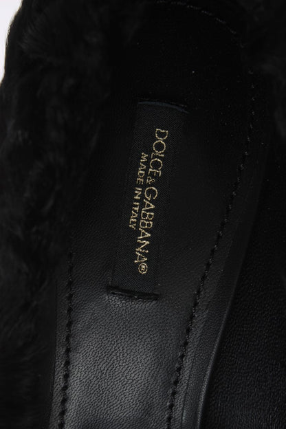 Escarpins en cuir et fourrure de mouton Xiangao noir de Dolce & Gabbana