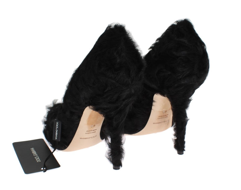 Escarpins en cuir et fourrure de mouton Xiangao noir de Dolce &amp; Gabbana
