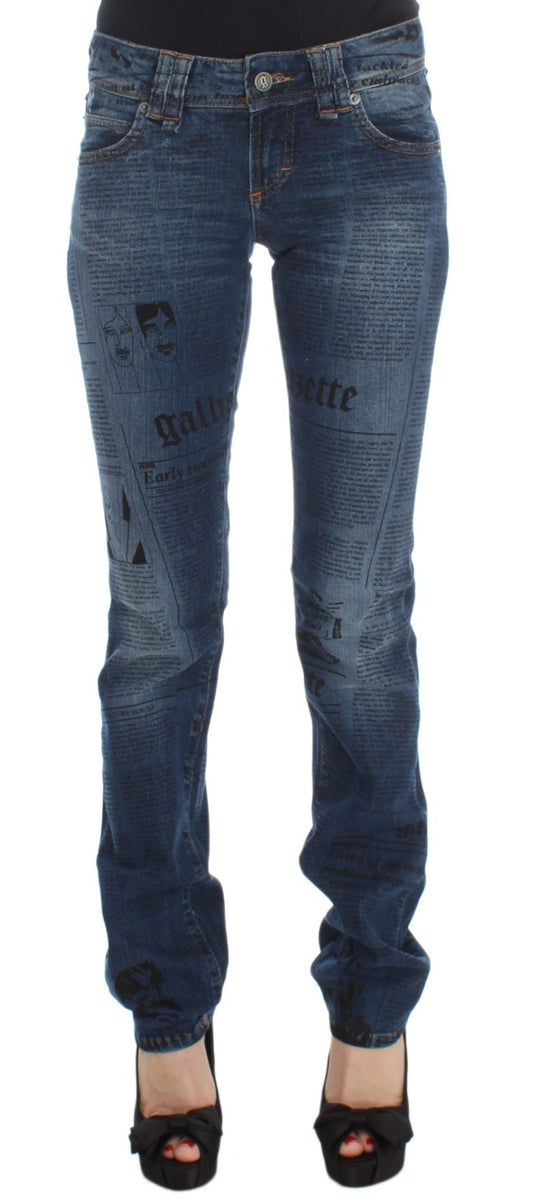Jean slim à coupe bootcut en coton mélangé, bleu lavé, de John Galliano