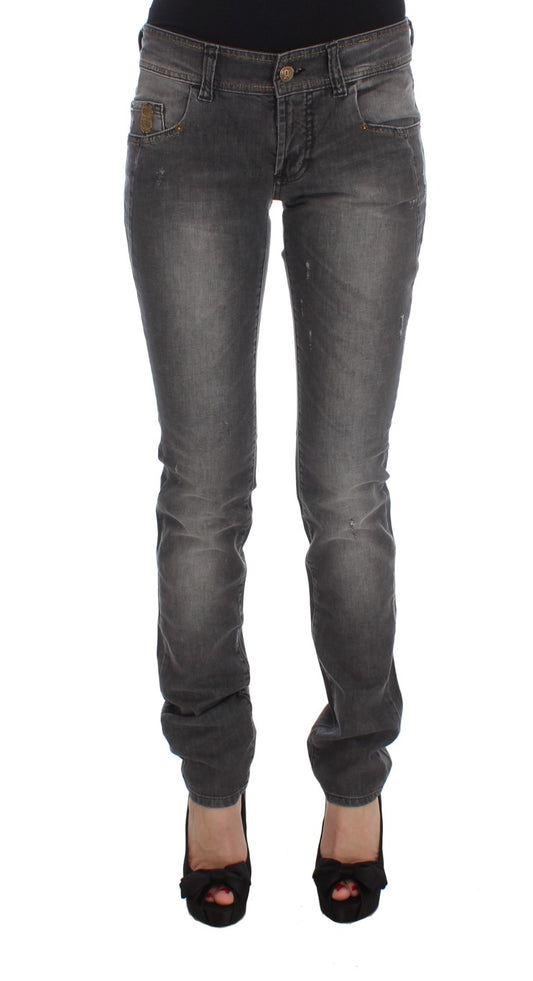 Jeans slim stretch en coton mélangé, gris lavé, de John Galliano