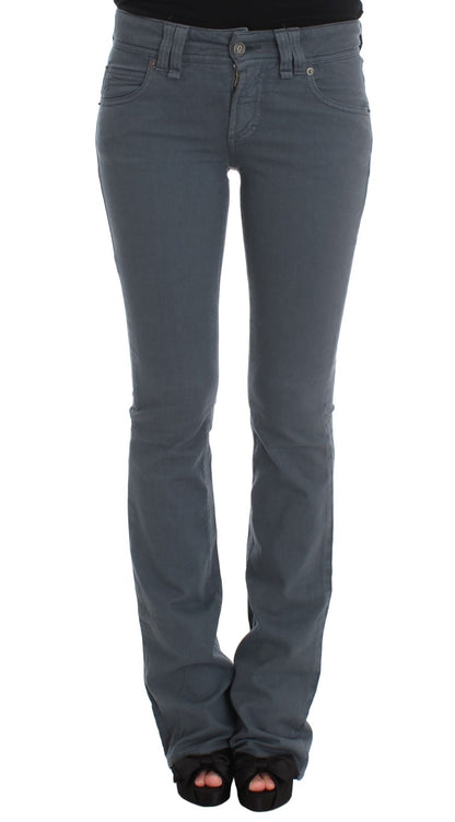 Jeans bootcut John Galliano, coupe slim, en coton mélangé bleu.