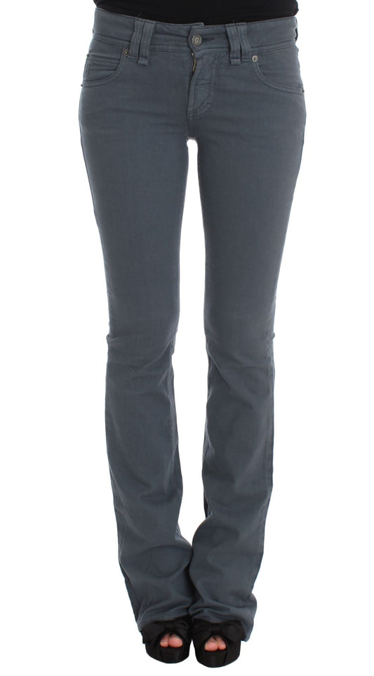 Jeans bootcut John Galliano, coupe slim, en coton mélangé bleu.