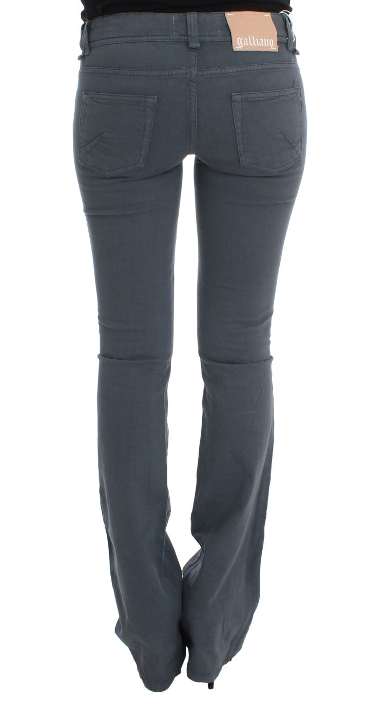 Jeans bootcut John Galliano, coupe slim, en coton mélangé bleu.