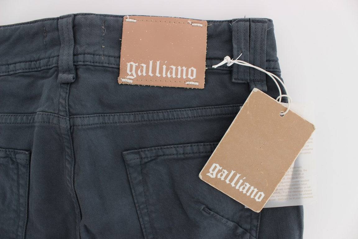 Jeans bootcut John Galliano, coupe slim, en coton mélangé bleu.