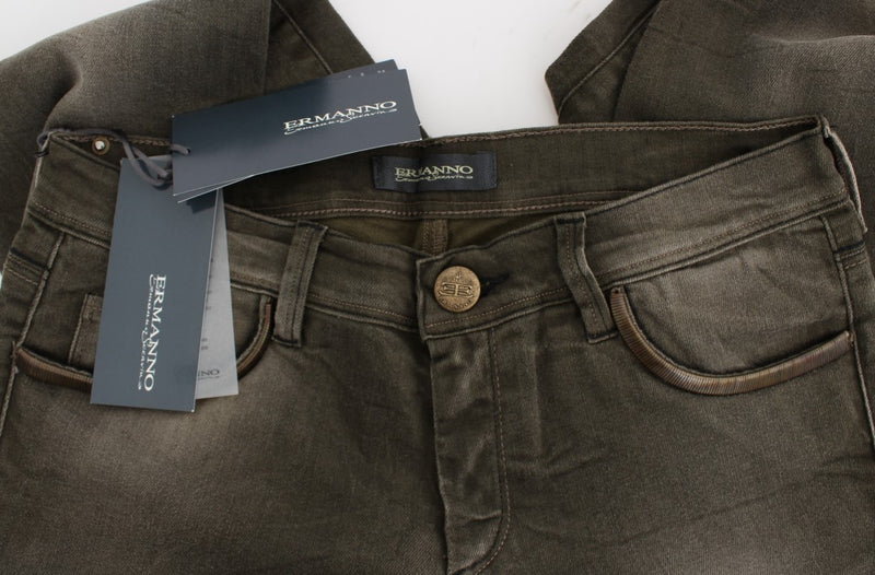 Jean slim en coton mélangé, gris lavé, Ermanno Scervino