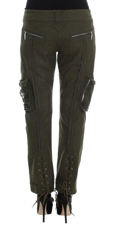 Pantalon cargo ample en laine mélangée verte d'Ermanno Scervino