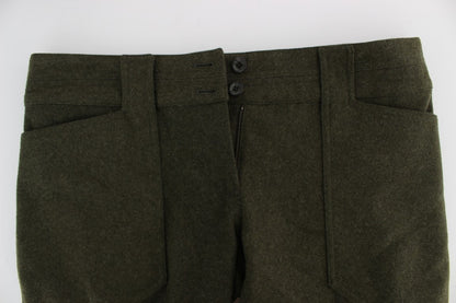 Pantalon cargo ample en laine mélangée verte d'Ermanno Scervino