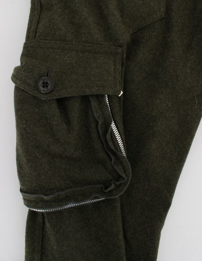 Pantalon cargo ample en laine mélangée verte d'Ermanno Scervino