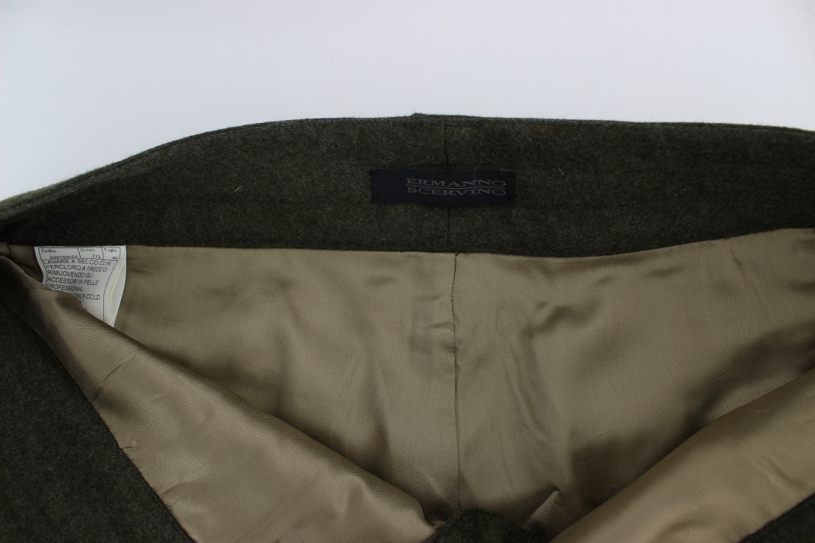 Pantalon cargo ample en laine mélangée verte d'Ermanno Scervino