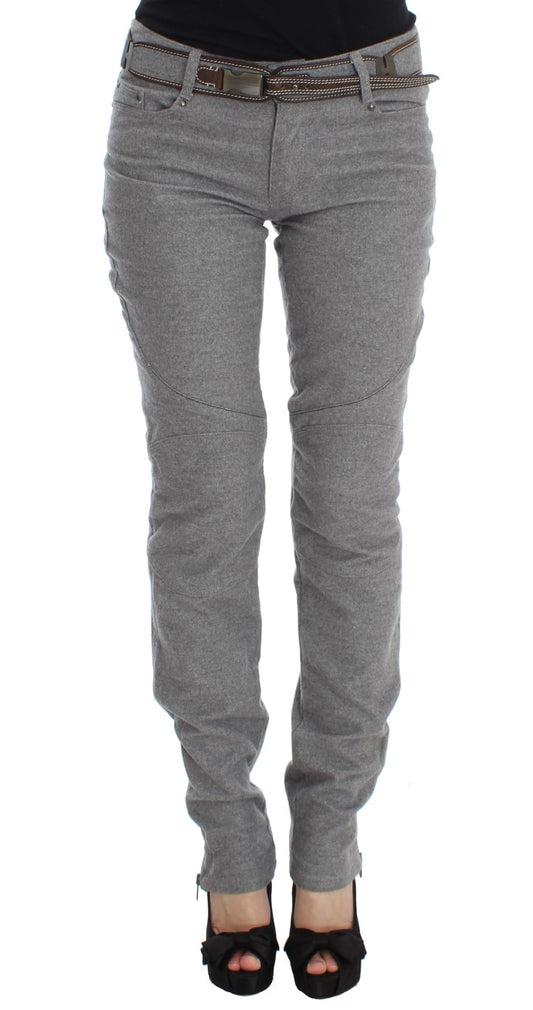 Pantalon décontracté à coupe bootcut, taille slim, en coton gris d'Ermanno Scervino