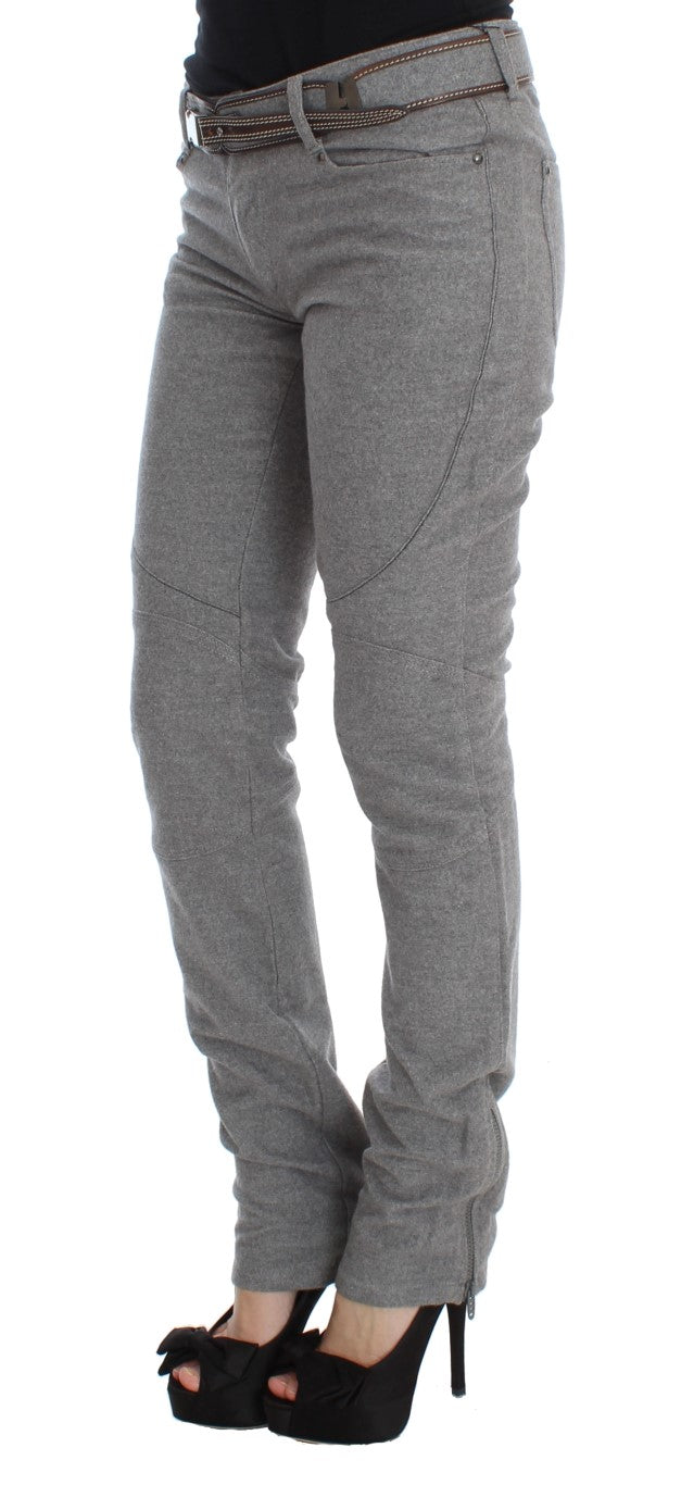 Pantalon décontracté à coupe bootcut, taille slim, en coton gris d'Ermanno Scervino