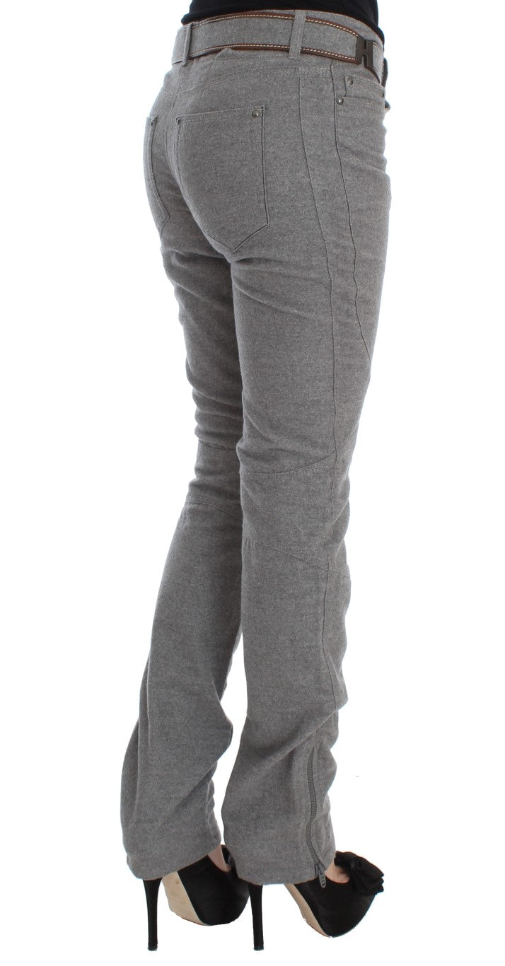 Pantalon décontracté à coupe bootcut, taille slim, en coton gris d'Ermanno Scervino