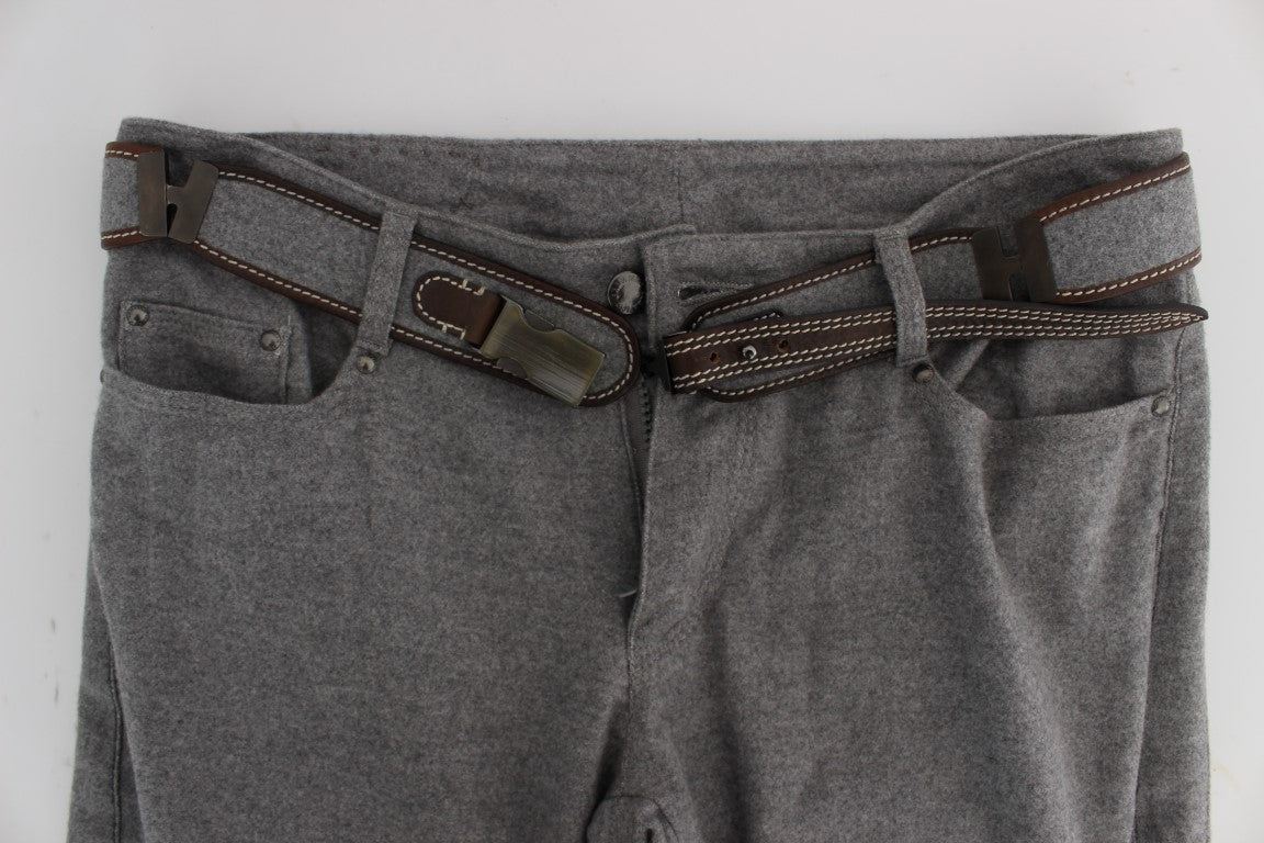 Pantalon décontracté à coupe bootcut, taille slim, en coton gris d'Ermanno Scervino