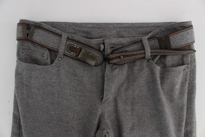 Pantalon décontracté à coupe bootcut, taille slim, en coton gris d'Ermanno Scervino