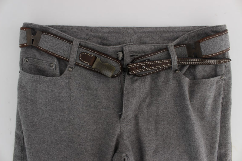 Pantalon décontracté à coupe bootcut, taille slim, en coton gris d'Ermanno Scervino