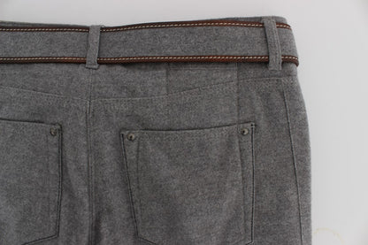 Pantalon décontracté à coupe bootcut, taille slim, en coton gris d'Ermanno Scervino
