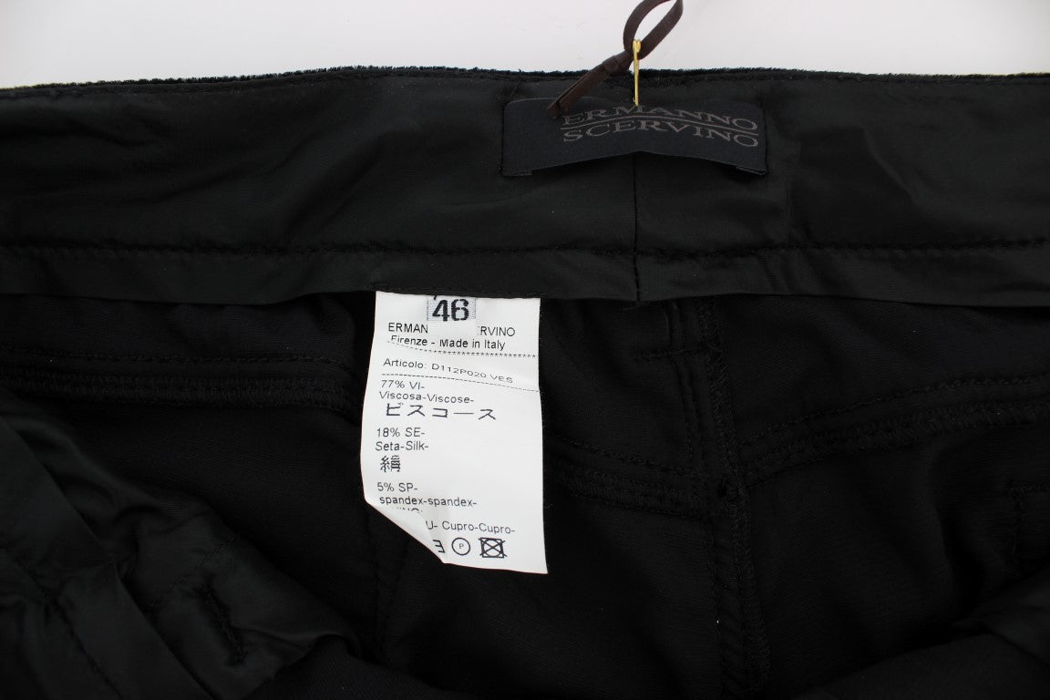 Pantalon slim en velours noir en mélange de viscose d'Ermanno Scervino