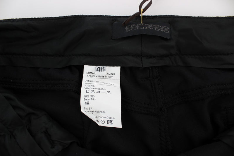 Pantalon slim en velours noir en mélange de viscose d'Ermanno Scervino