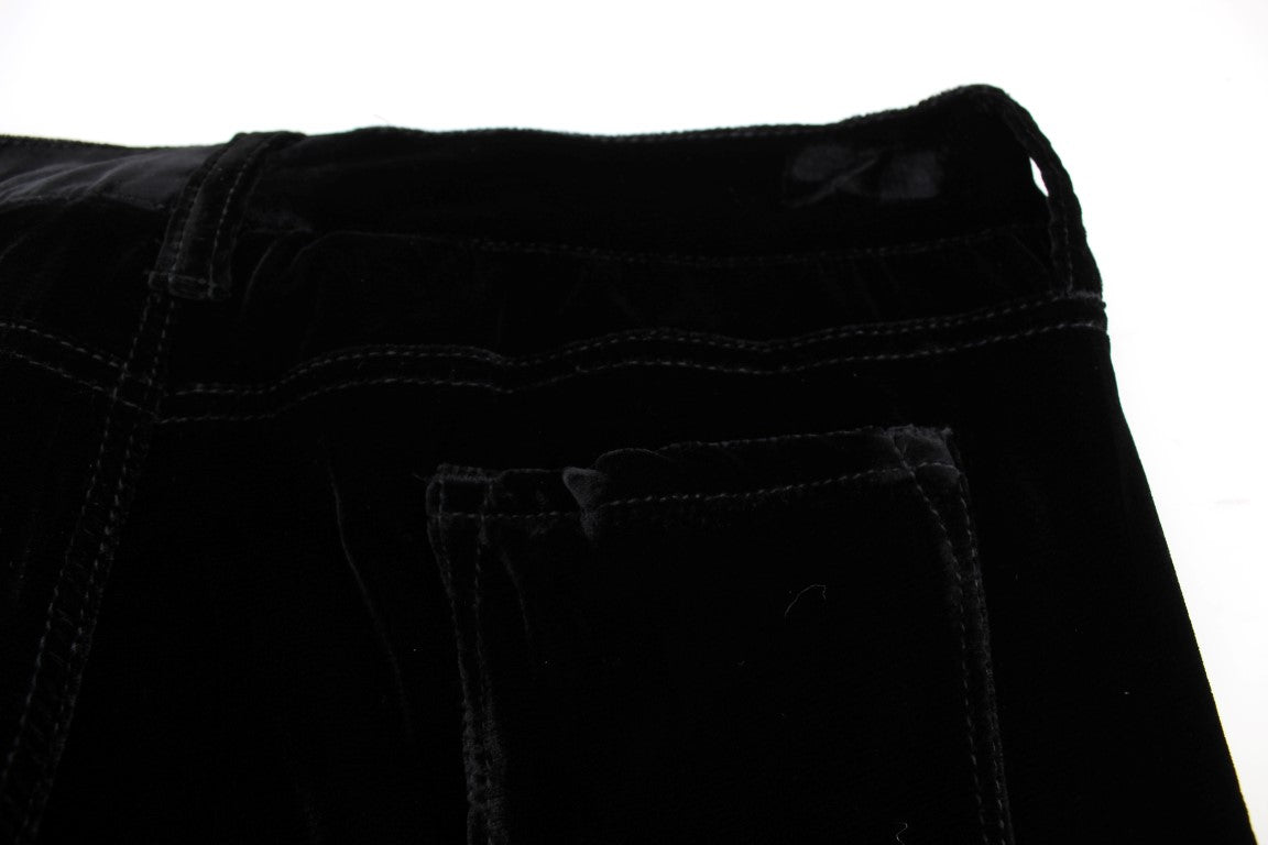 Pantalon slim en velours noir en mélange de viscose d'Ermanno Scervino