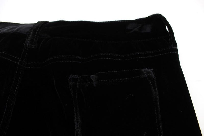 Pantalon slim en velours noir en mélange de viscose d'Ermanno Scervino