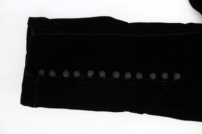 Pantalon slim en velours noir en mélange de viscose d'Ermanno Scervino