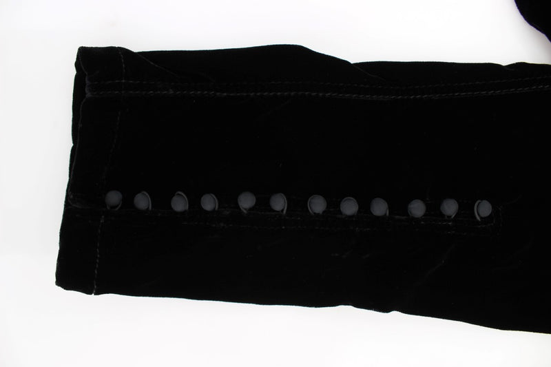 Pantalon slim en velours noir en mélange de viscose d'Ermanno Scervino