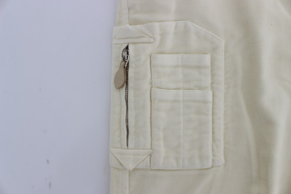 Pantalon cargo capri en coton beige Ermanno Scervino
