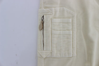 Pantalon cargo capri en coton beige Ermanno Scervino