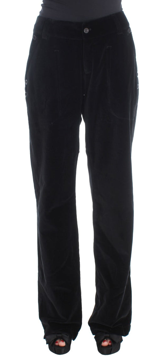 Pantalon droit en coton velours noir Ermanno Scervino