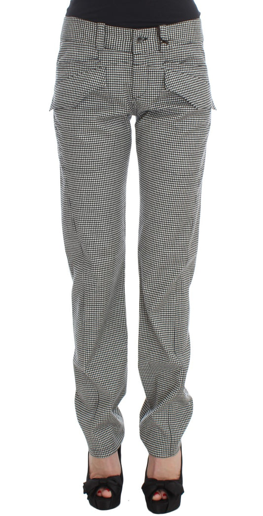 Pantalon décontracté en coton à carreaux noir et blanc Ermanno Scervino