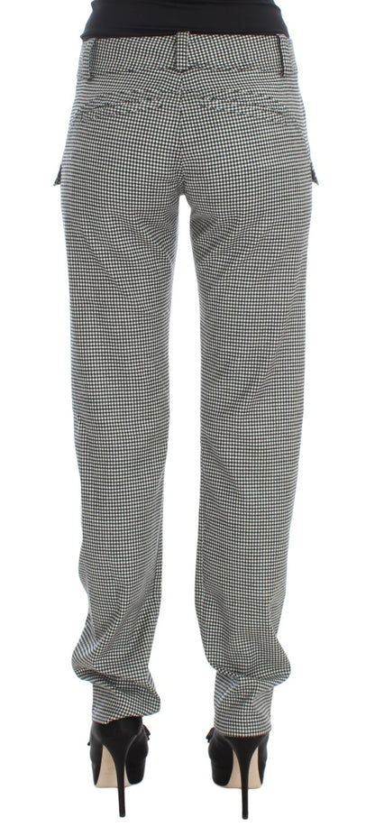 Pantalon décontracté en coton à carreaux noir et blanc Ermanno Scervino