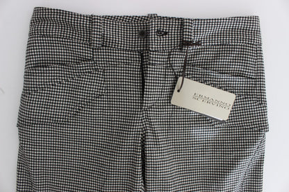 Pantalon décontracté en coton à carreaux noir et blanc Ermanno Scervino
